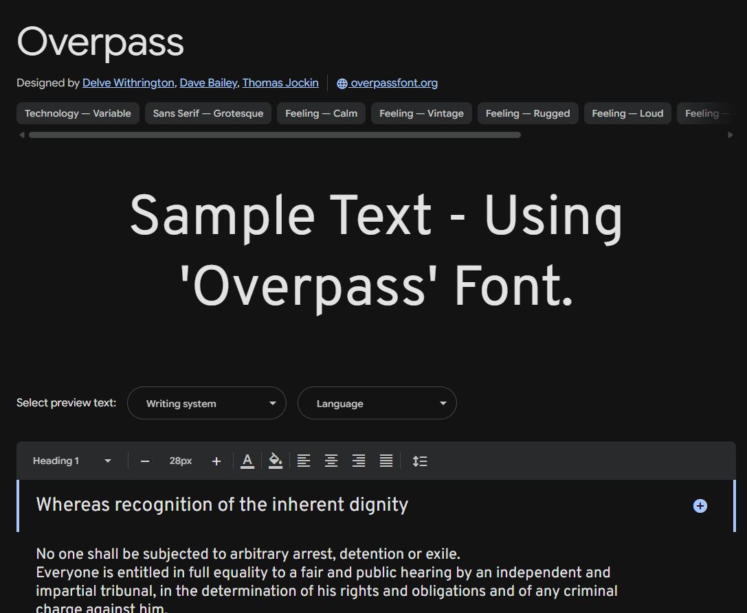 Image sample preview for text using Overpass font family