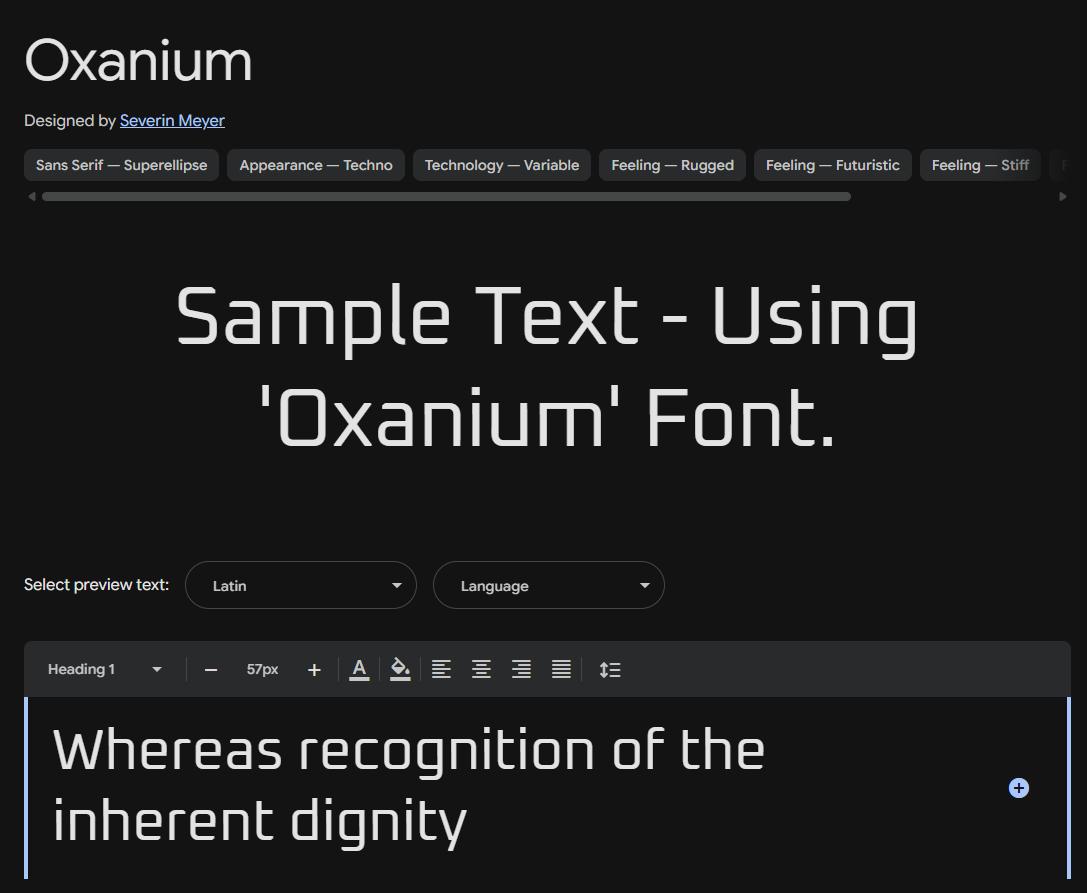 Image sample preview for text using Oxanium font family