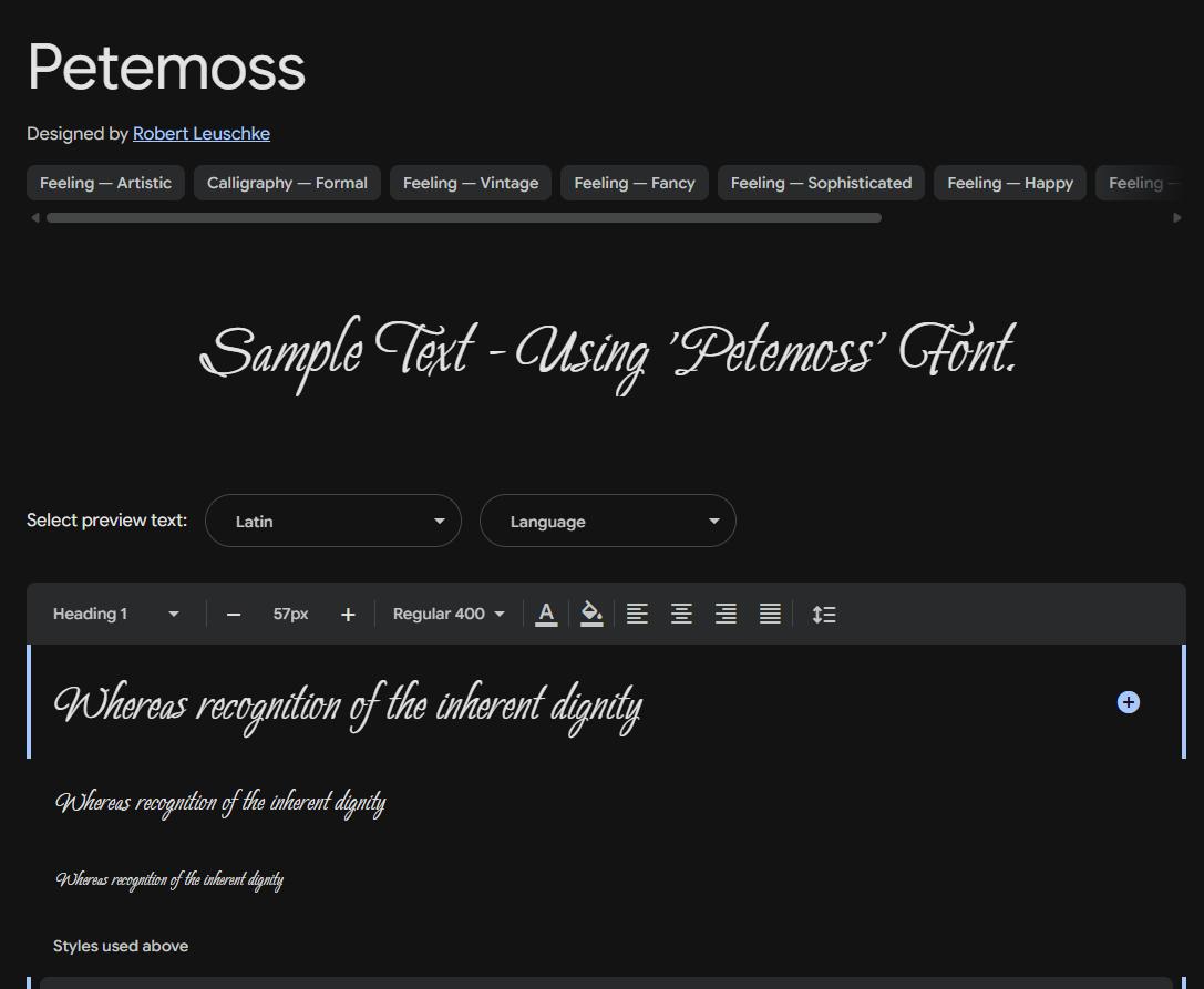 Image sample preview for text using Petemoss font family
