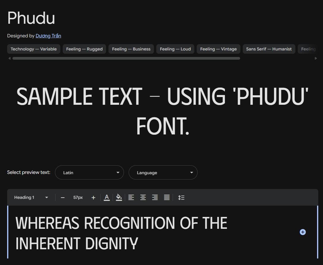 Image sample preview for text using Phudu font family