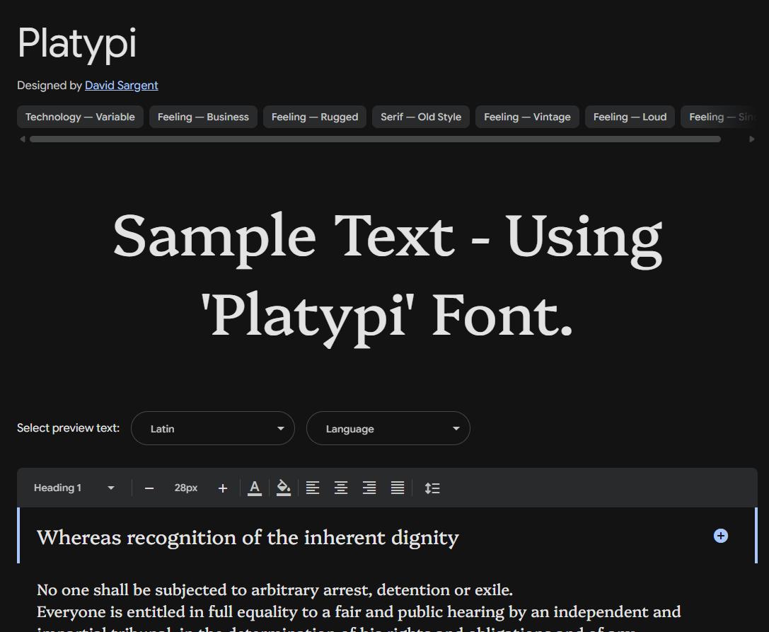 Image sample preview for text using Platypi font family