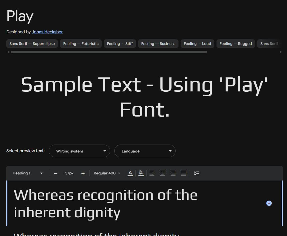 Image sample preview for text using Play font family