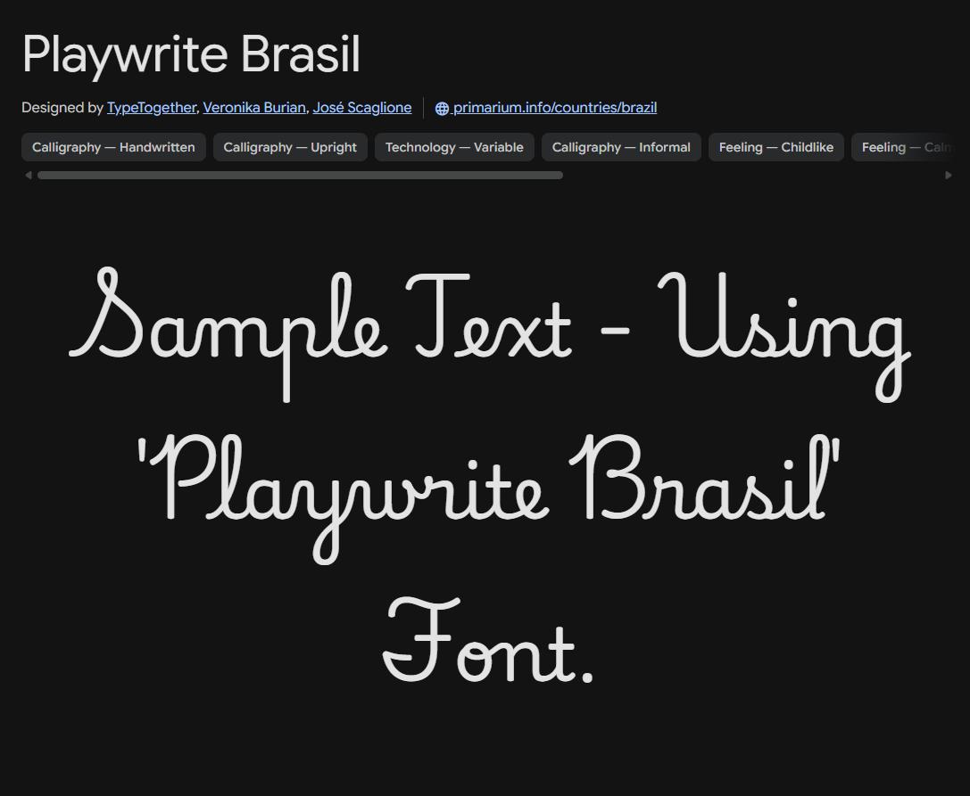 Image sample preview for text using Playwrite Brasil font family