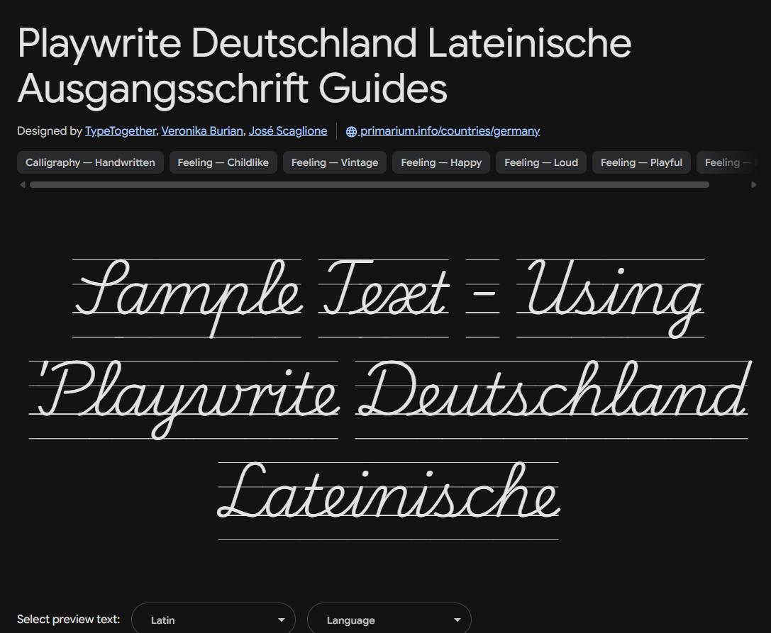 Image sample preview for text using Playwrite Deutschland Lateinische Ausgangsschrift Guides font family