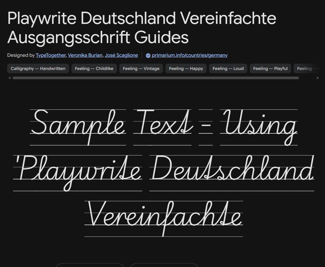 Image sample preview for text using Playwrite Deutschland Vereinfachte Ausgangsschrift Guides font family