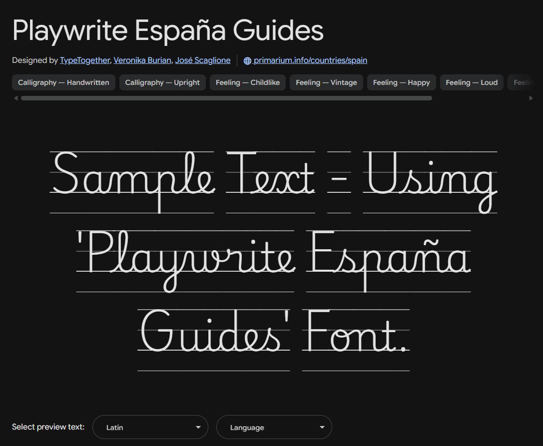 Image sample preview for text using Playwrite España Guides font family