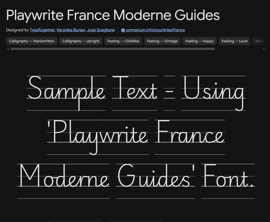 Image sample preview for text using Playwrite France Moderne Guides font family