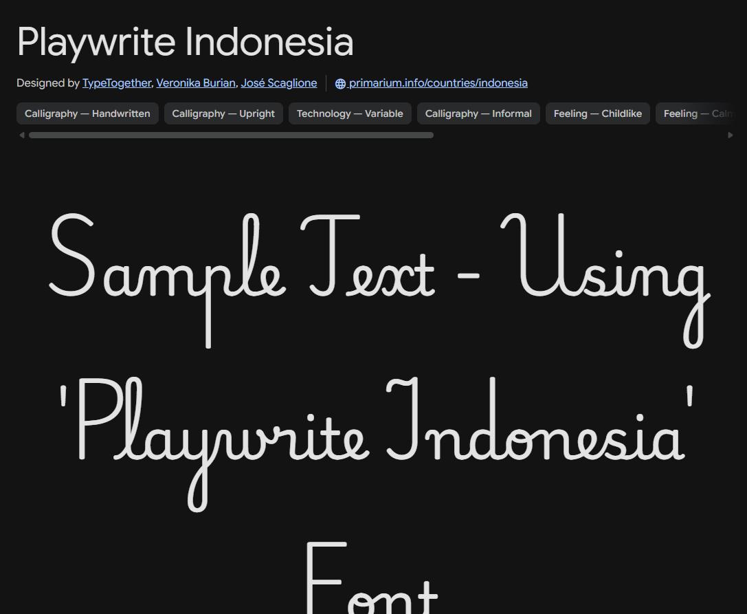 Image sample preview for text using Playwrite Indonesia font family