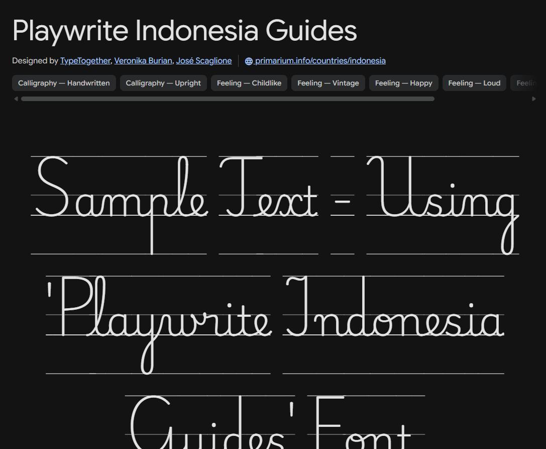 Image sample preview for text using Playwrite Indonesia Guides font family