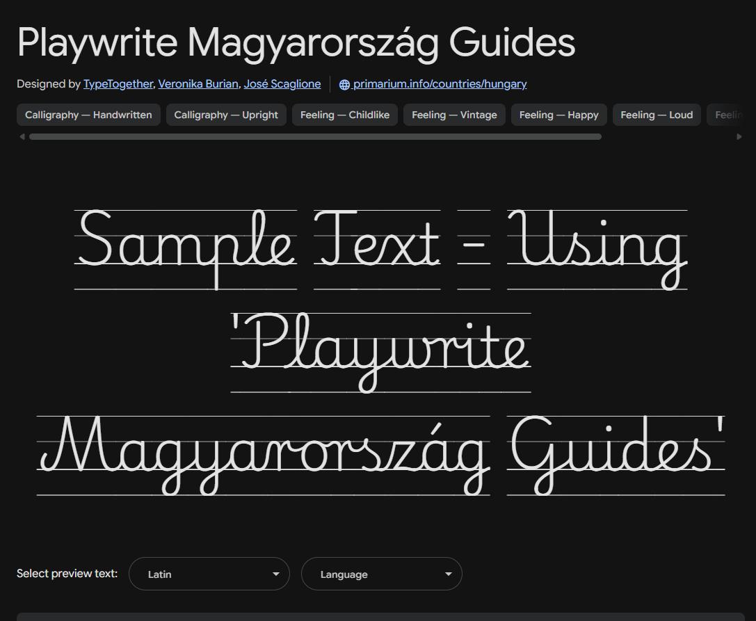 Image sample preview for text using Playwrite Magyarország Guides font family