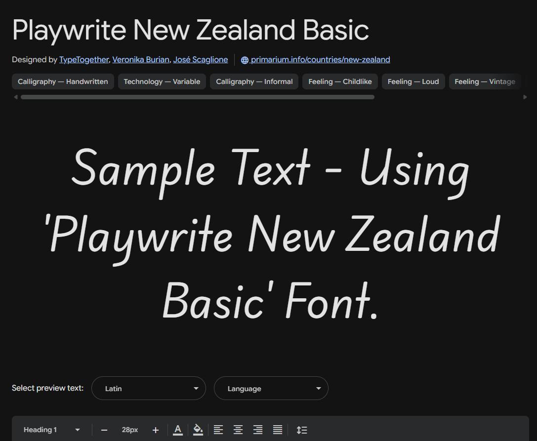 Image sample preview for text using Playwrite New Zealand Basic font family