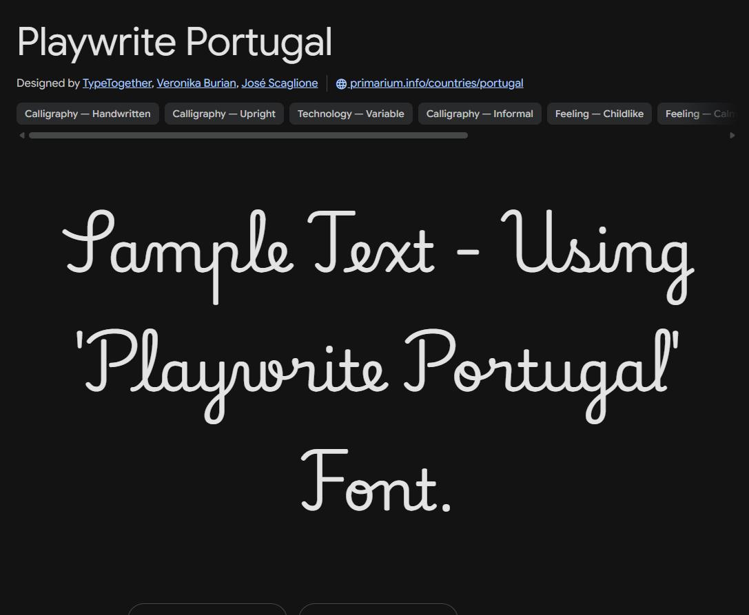 Image sample preview for text using Playwrite Portugal font family