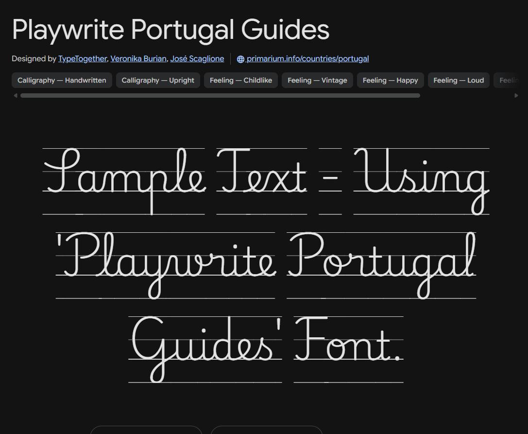 Image sample preview for text using Playwrite Portugal Guides font family