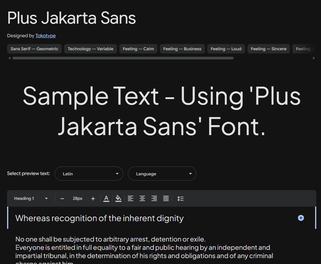 Image sample preview for text using Plus Jakarta Sans font family