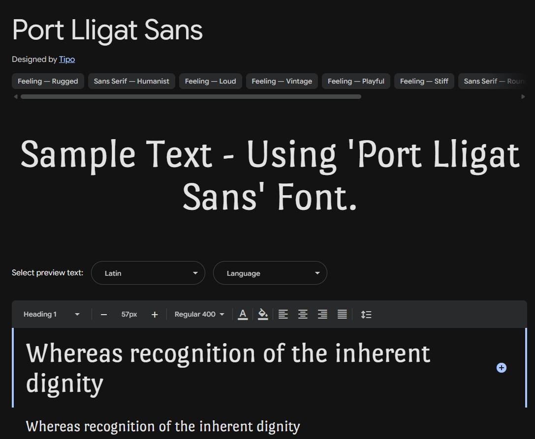Image sample preview for text using Port Lligat Sans font family