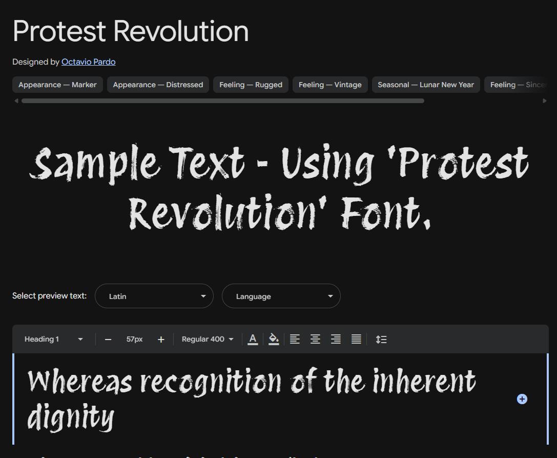 Image sample preview for text using Protest Revolution font family