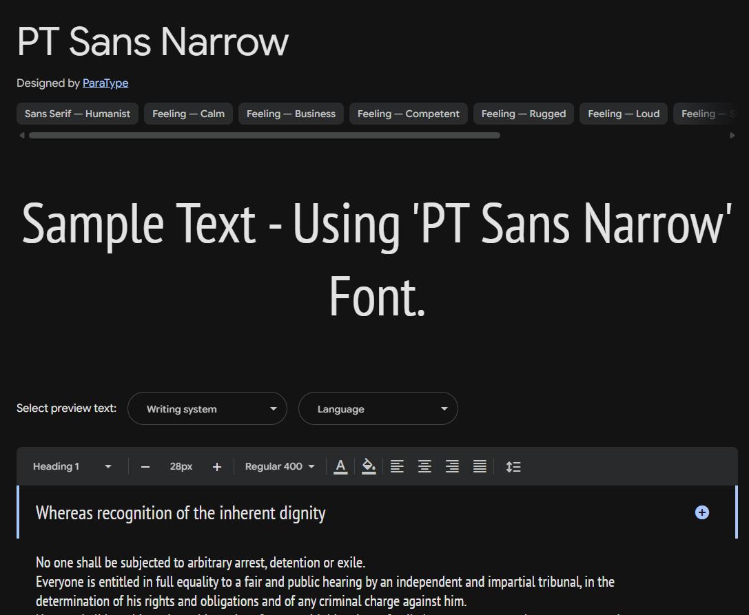 Image sample preview for text using PT Sans Narrow font family