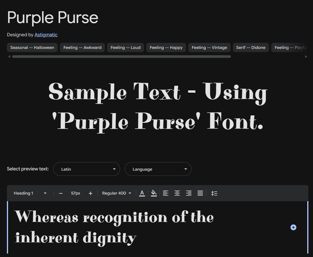 Image sample preview for text using Purple Purse font family