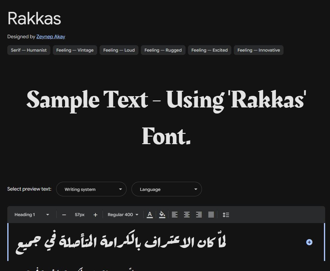 Image sample preview for text using Rakkas font family