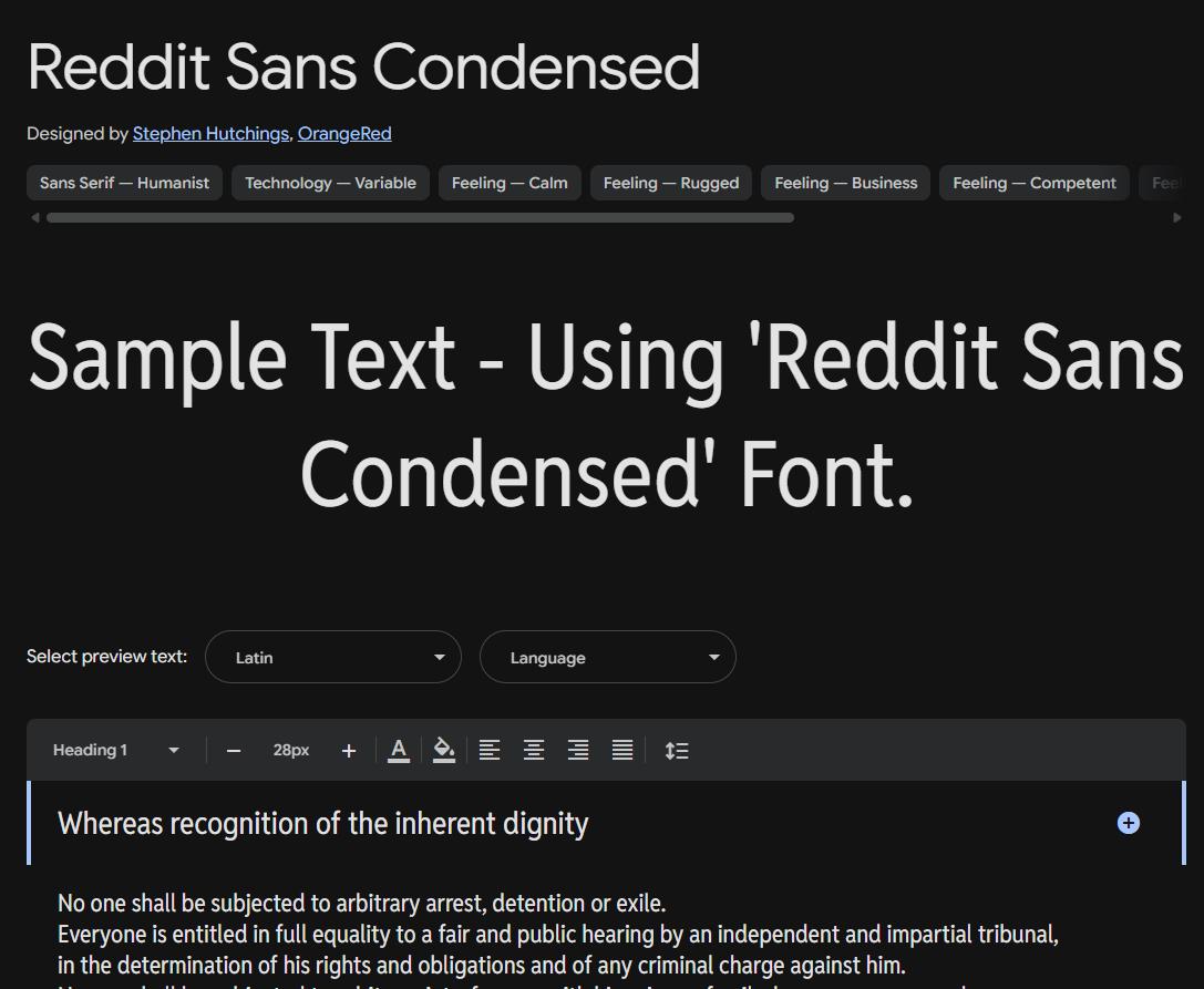 Image sample preview for text using Reddit Sans Condensed font family