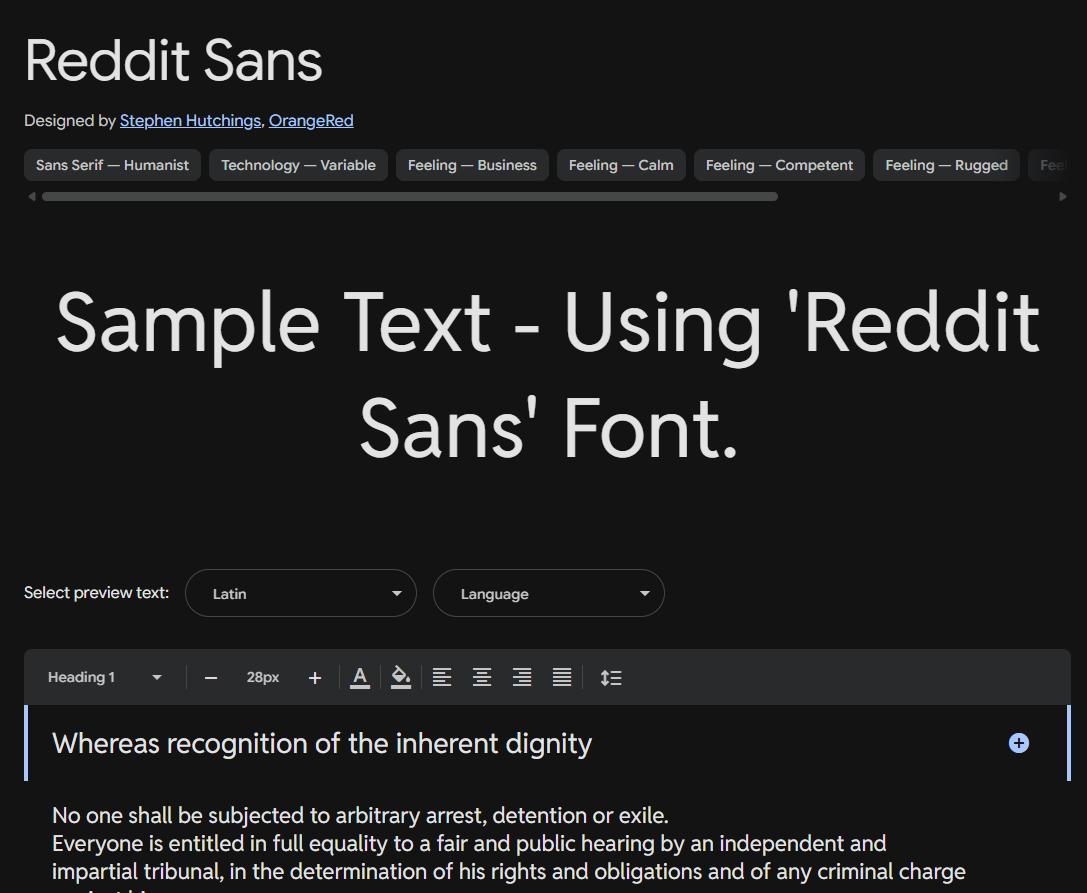 Image sample preview for text using Reddit Sans font family