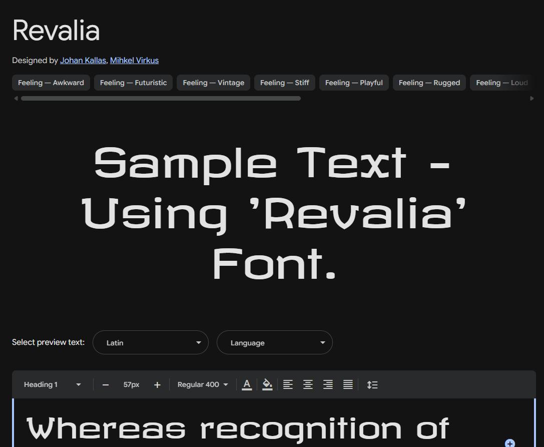 Image sample preview for text using Revalia font family