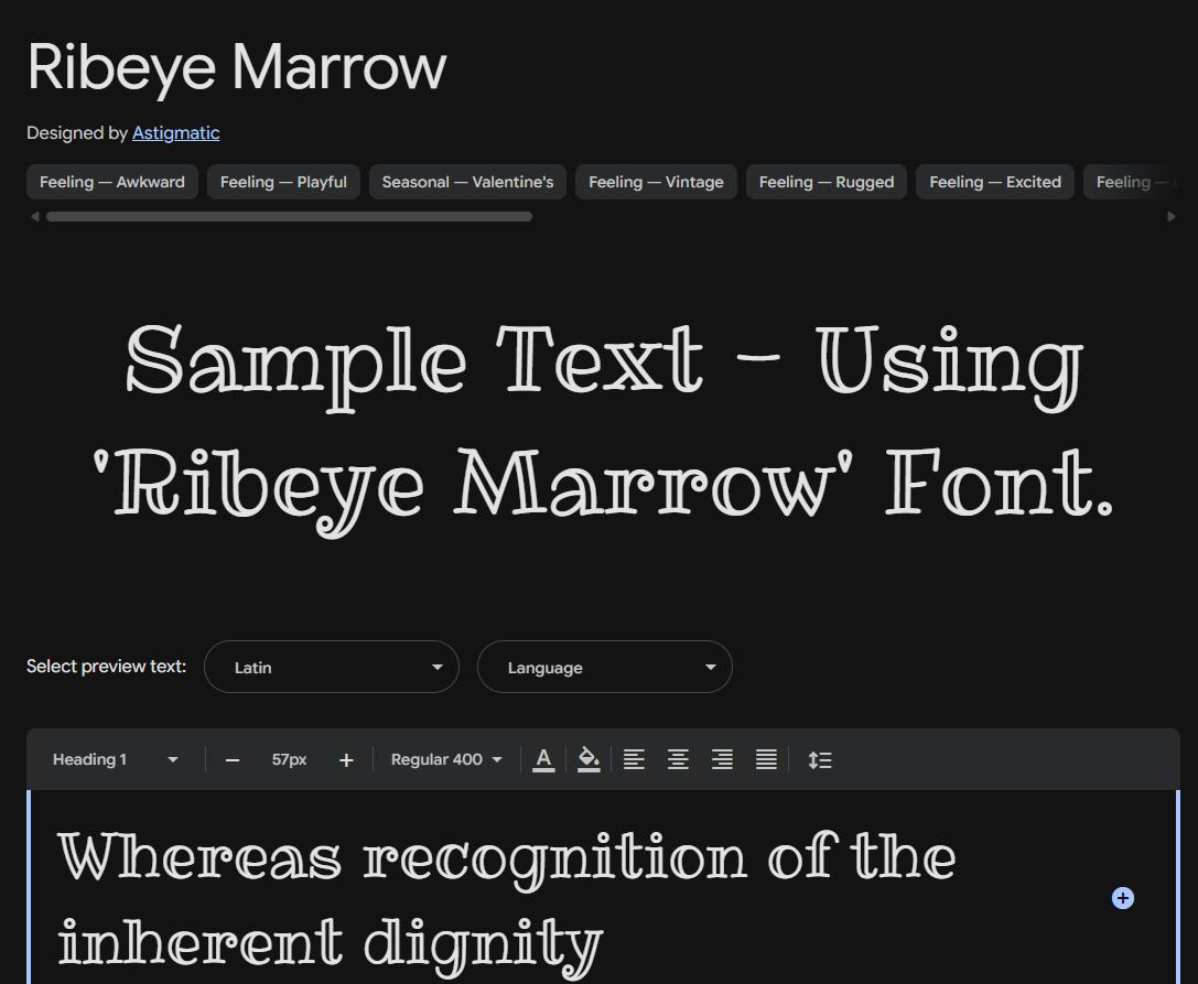 Image sample preview for text using Ribeye Marrow font family