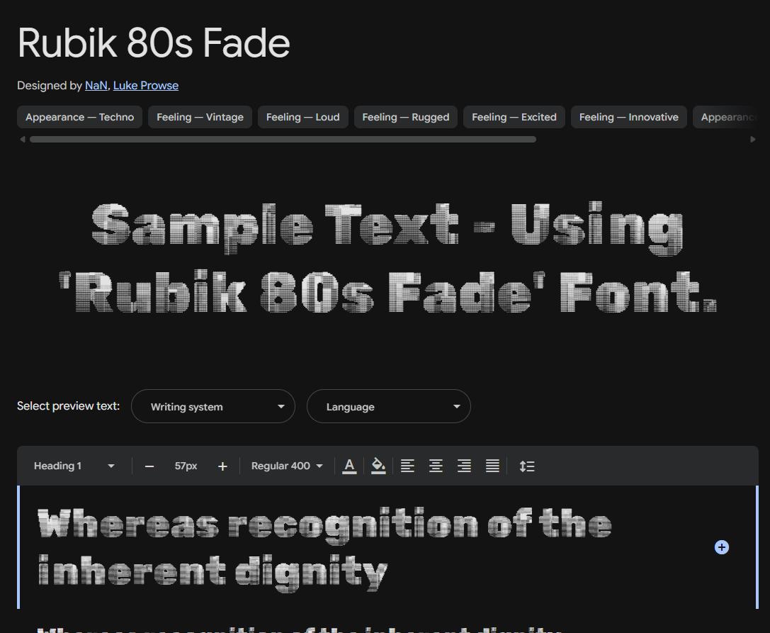 Image sample preview for text using Rubik 80s Fade font family