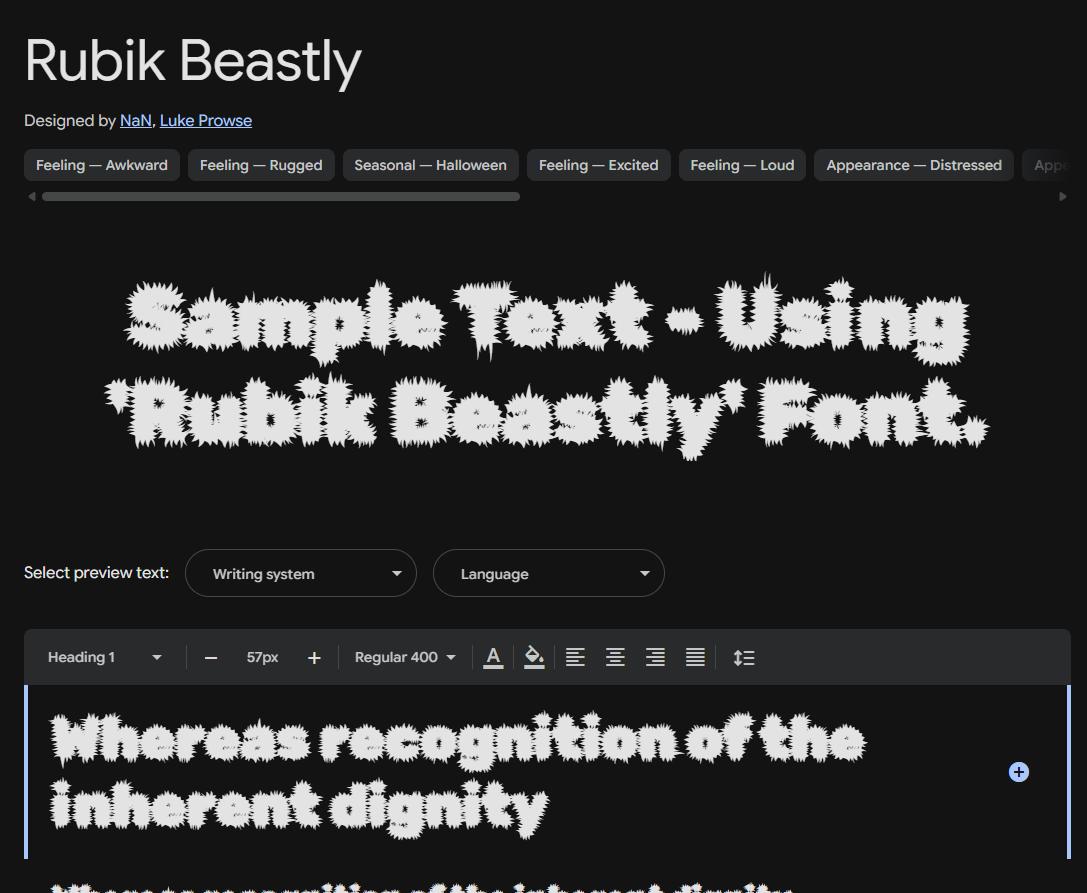 Image sample preview for text using Rubik Beastly font family