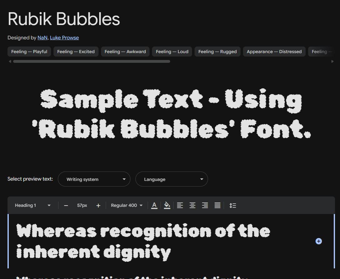 Image sample preview for text using Rubik Bubbles font family