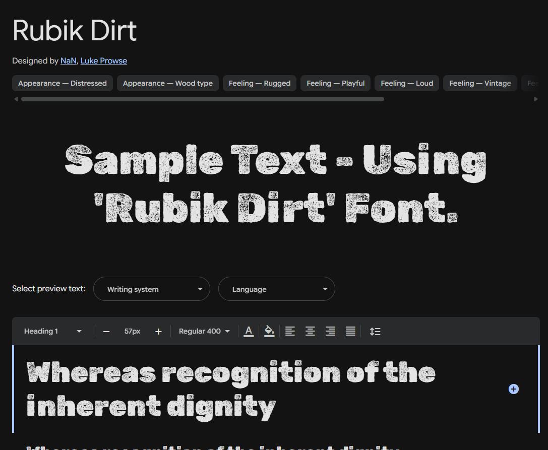 Image sample preview for text using Rubik Dirt font family