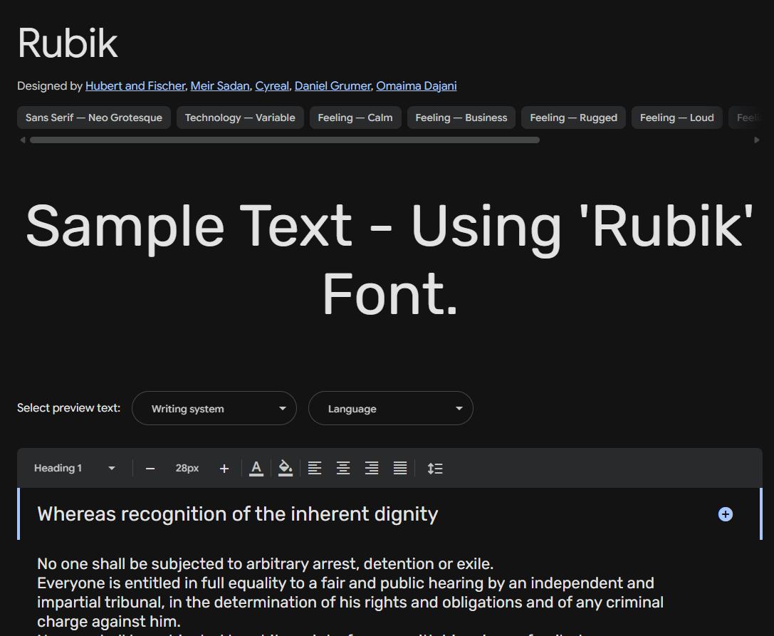 Image sample preview for text using Rubik font family