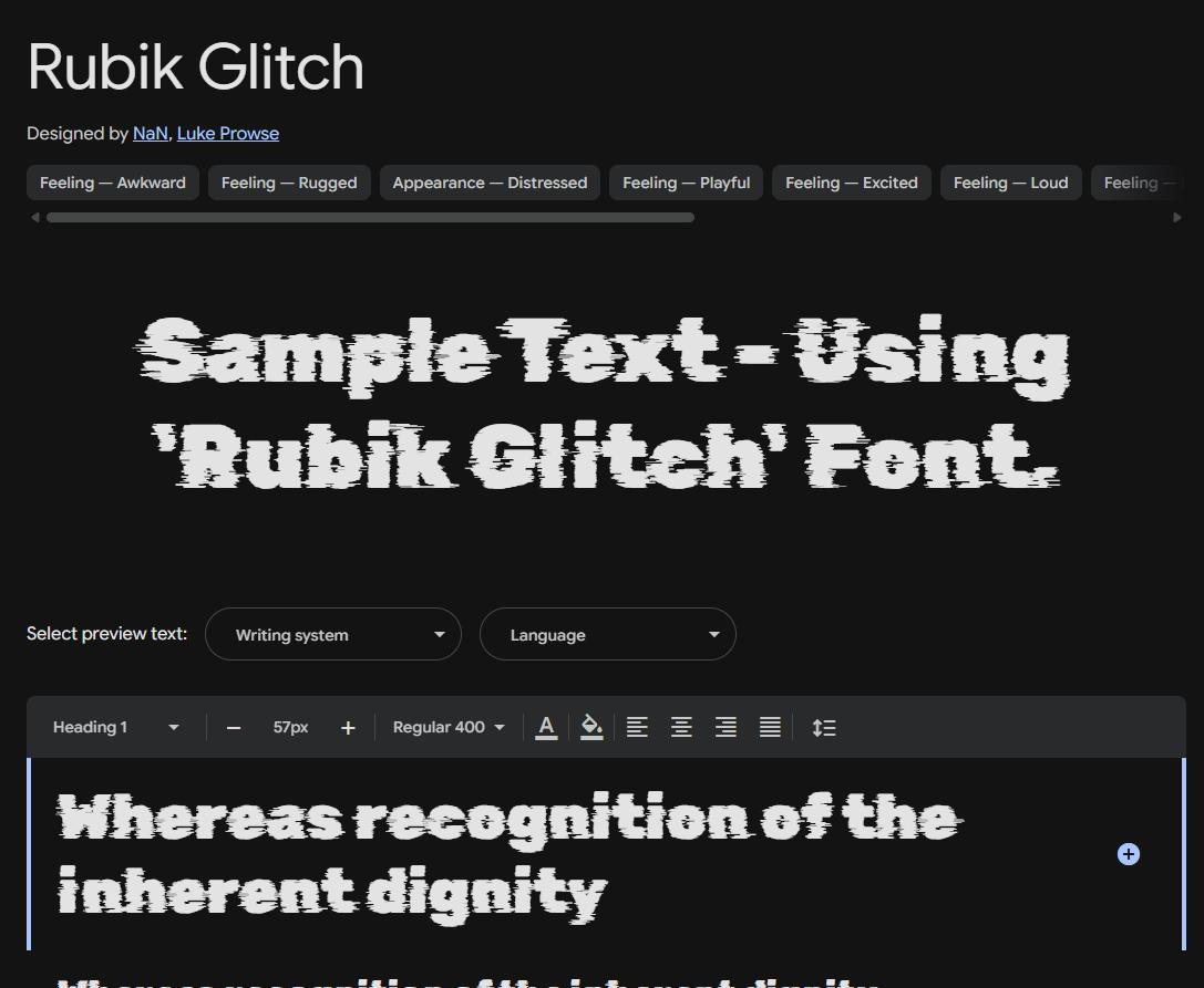 Image sample preview for text using Rubik Glitch font family