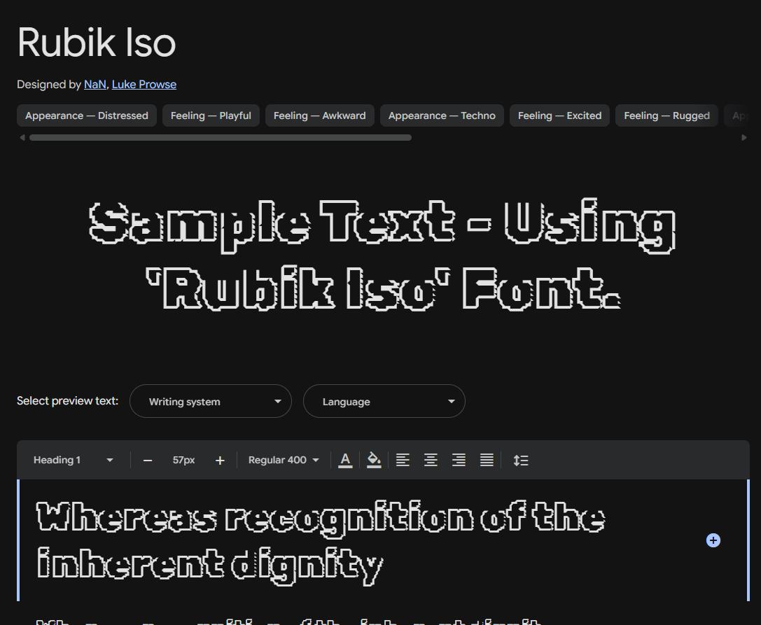 Image sample preview for text using Rubik Iso font family