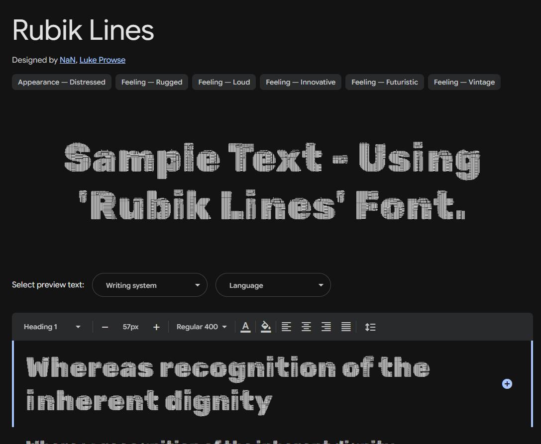 Image sample preview for text using Rubik Lines font family