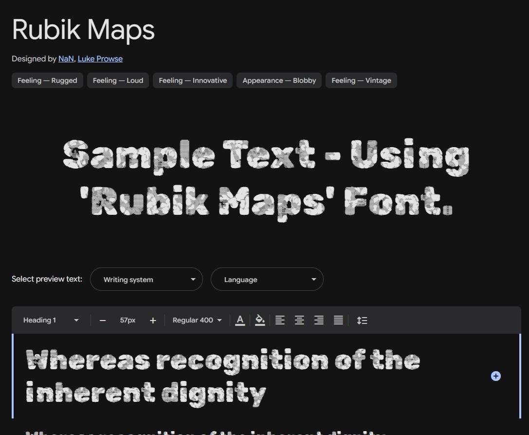 Image sample preview for text using Rubik Maps font family