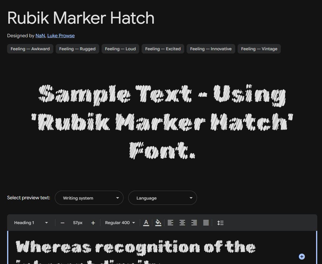 Image sample preview for text using Rubik Marker Hatch font family