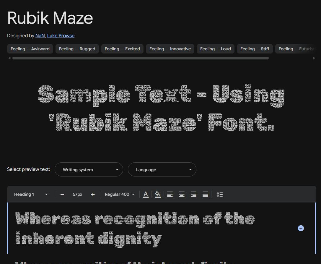 Image sample preview for text using Rubik Maze font family
