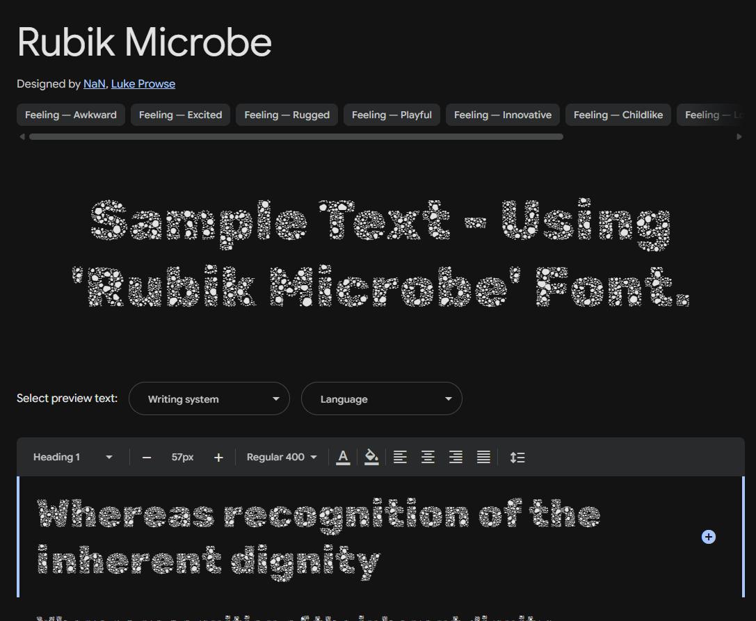 Image sample preview for text using Rubik Microbe font family