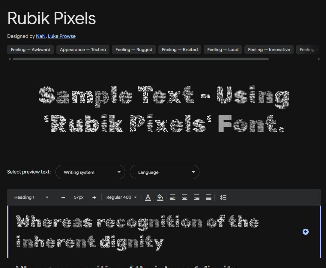 Image sample preview for text using Rubik Pixels font family