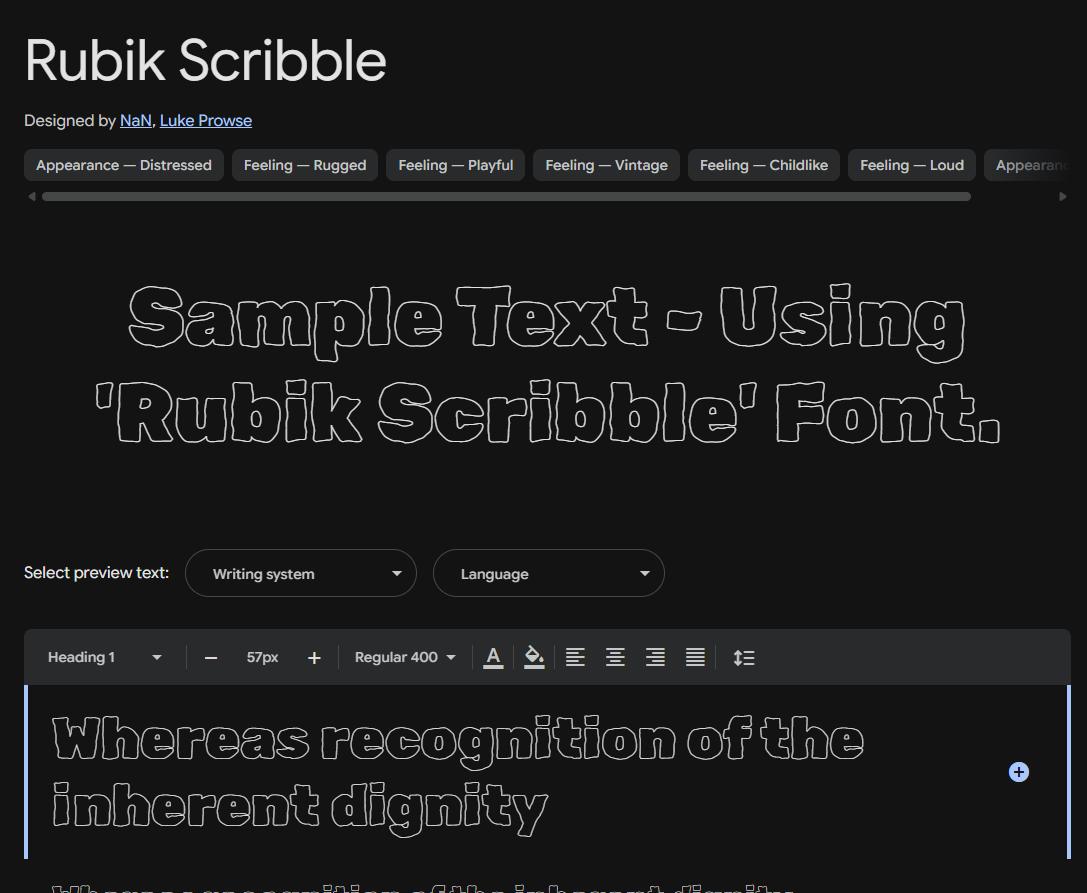 Image sample preview for text using Rubik Scribble font family
