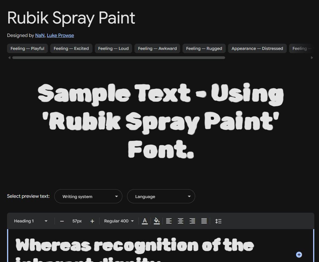 Image sample preview for text using Rubik Spray Paint font family