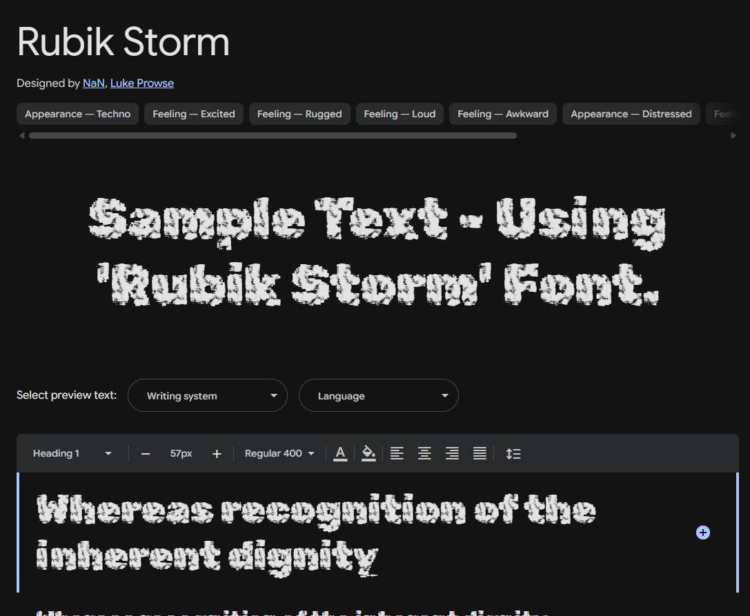 Image sample preview for text using Rubik Storm font family