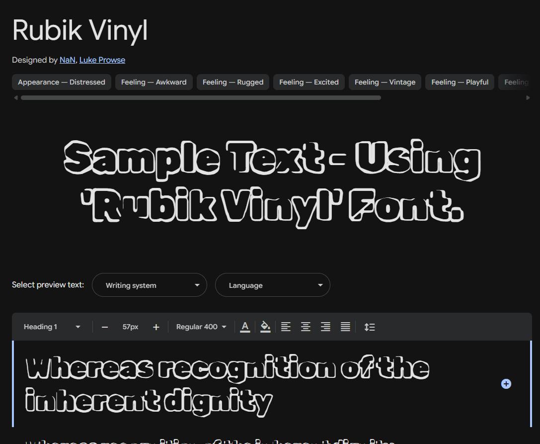 Image sample preview for text using Rubik Vinyl font family