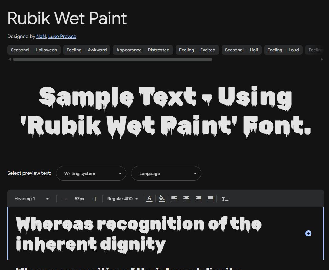 Image sample preview for text using Rubik Wet Paint font family