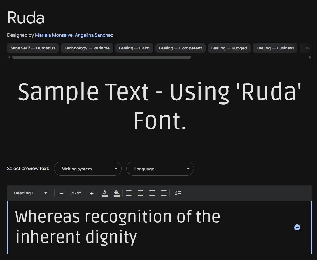 Image sample preview for text using Ruda font family