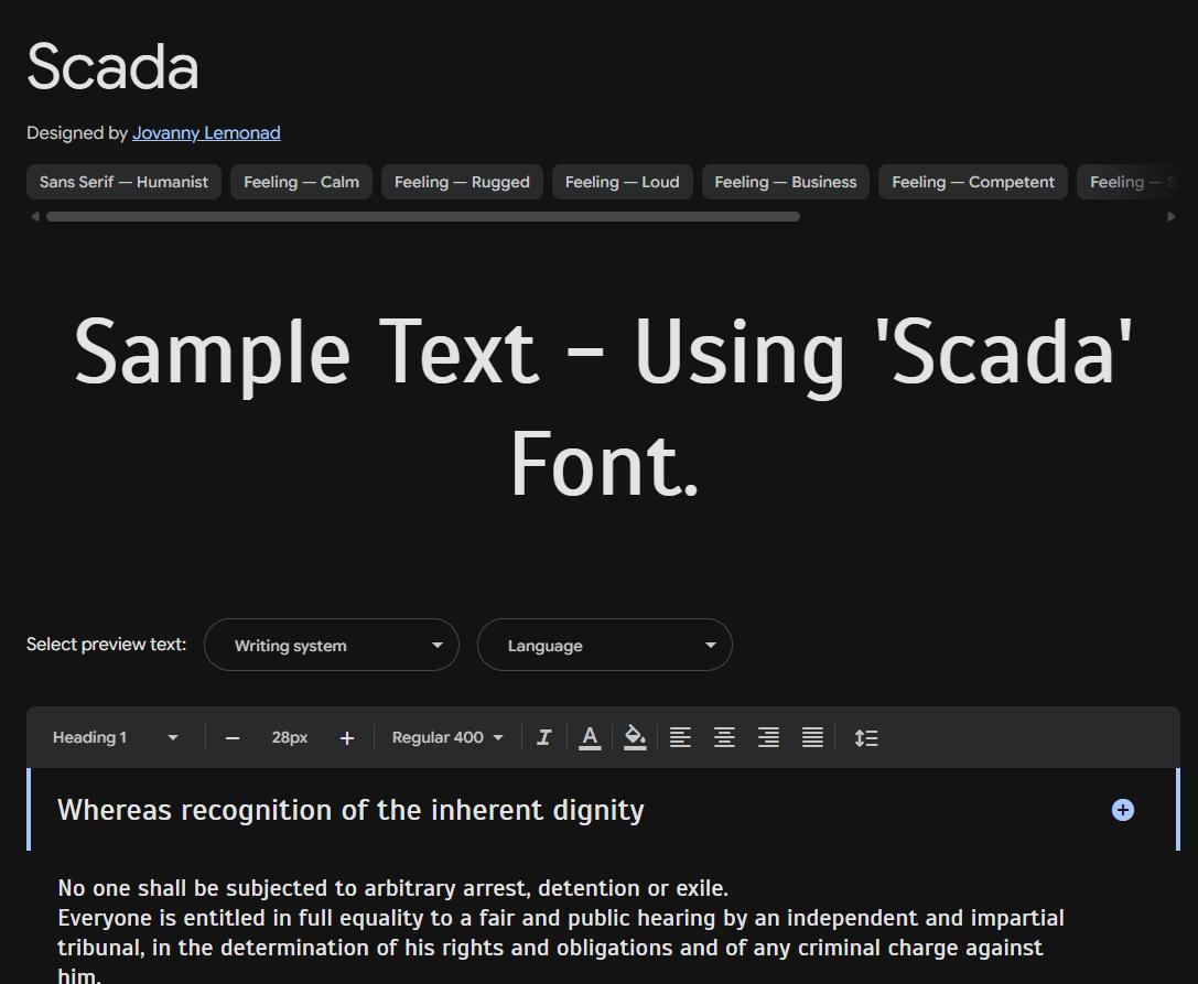 Image sample preview for text using Scada font family