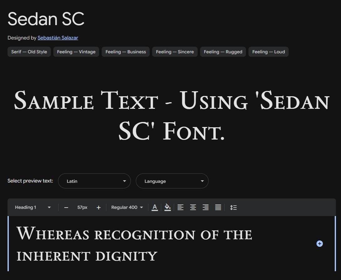 Image sample preview for text using Sedan SC font family