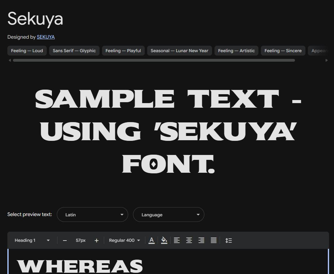 Image sample preview for text using Sekuya font family