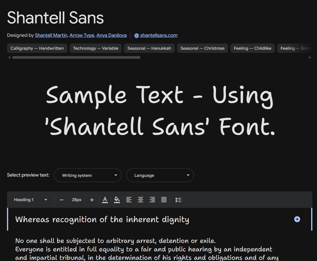 Image sample preview for text using Shantell Sans font family